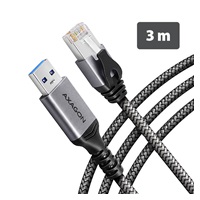 AXAGON ADE-AM30, USB-A Gigabit Ethernet adaptér s integrovaným síťovým CAT6 kabelem RJ-45 (3m)