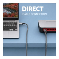 AXAGON ADE-AM30, USB-A Gigabit Ethernet adaptér s integrovaným síťovým CAT6 kabelem RJ-45 (3m)