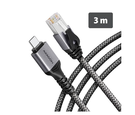 AXAGON ADE-CM30, USB-C Gigabit Ethernet adaptér s integrovaným síťovým CAT6 kabelem RJ-45 (3m)