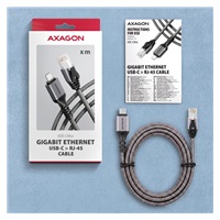 AXAGON ADE-CM30, USB-C Gigabit Ethernet adaptér s integrovaným síťovým CAT6 kabelem RJ-45 (3m)
