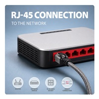 AXAGON ADE-AM50, USB-A Gigabit Ethernet adaptér s integrovaným síťovým CAT6 kabelem RJ-45 (5m)