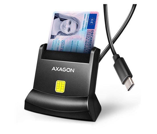AXAGON CRE-SM4NC, USB-C čtečka kontaktních karet Smart Card (eObčanka), stojánková, kabel 1.2 m