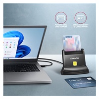 AXAGON CRE-SM4NC, USB-C čtečka kontaktních karet Smart Card (eObčanka), stojánková, kabel 1.2 m