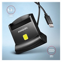 AXAGON CRE-SM4NC, USB-C čtečka kontaktních karet Smart Card (eObčanka), stojánková, kabel 1.2 m