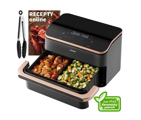 Cosori Dual Blaze TwinFry chytrá horkovzdušná fritéza 10 L, keramika, černá