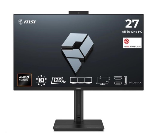 MSI PC AIO PRO MAX 27TP Z 8MG-002XEU, Ryzen 7 255, 27", Anti-Glare, 16GB, 512GB SSD, N/A, No OS, Black