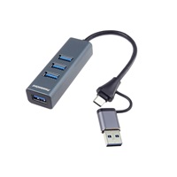 PremiumCord Hub 5G SuperSpeed, USB-C a USB-A na 4x USB-A 3.2 Gen 1