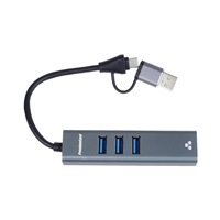 PremiumCord Adaptér USB-C a USB-A na Gigabit 10/100/1000Mbps + 3x USB 3.2 konektor