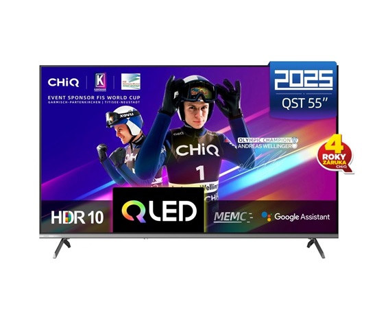 CHiQ U55QST TV 55", UHD, QLED, ultratenká, Google TV, DLG 120 Hz,- demo z výstavy