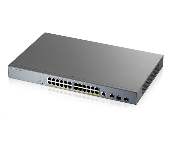 Zyxel GS1350-26HP 26 Port smart managed CCTV PoE switch, long range, 375W, 24x GbE, 2x combo RJ45/SFP - poškozený obal