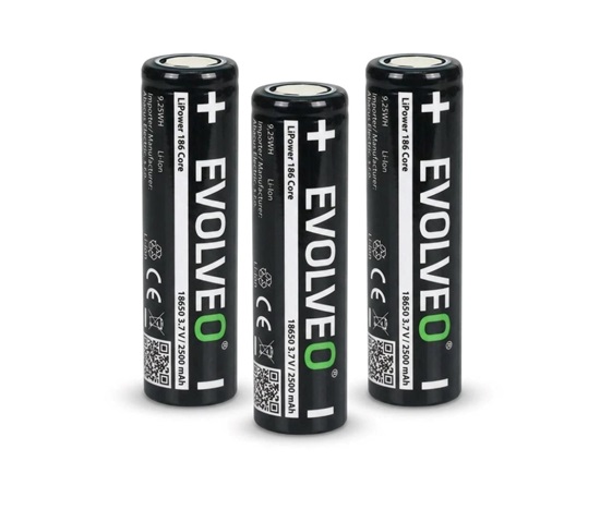EVOLVEO LiPower 186 Core 2500 – Li-ion baterie 18650 (3.7 V / 2500 mAh) 3ks