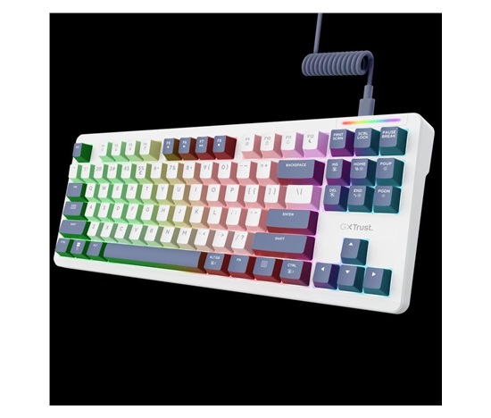 TRUST Herní klávesnice GXT 872, Mechanická, USB, bílá