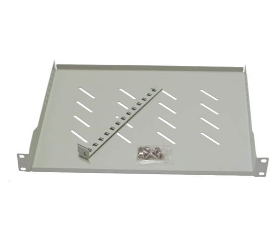 BAZAR - LEXI-Net 19" police s perforací 1U/650mm, nosnost 45kg, šedá - prohnutá