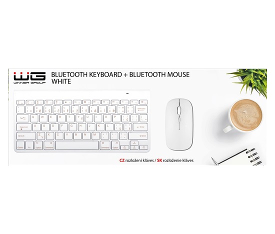 WG - Bluetooth klávesnice s myší, bílá - poskozen obal
