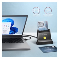 BAZAR - AXAGON CRE-SM4N, USB-A StandReader čtečka kontaktních karet Smart card (eObčanka), kabel 1.3m - Poškozený obal (