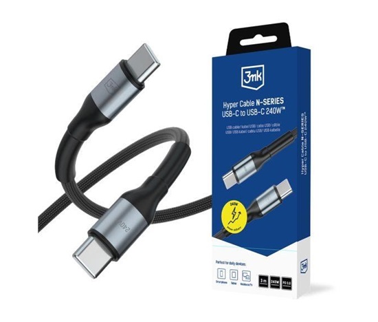3mk Hyper Cable N-SERIES C to C 3m PD 3.0  QC 3.0 48V/5A 240W Black