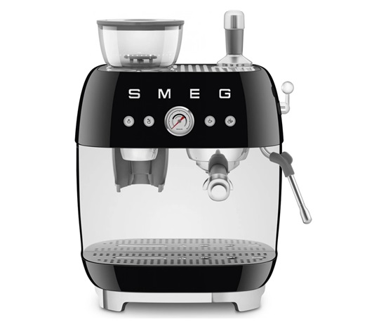 Smeg EGF03BLEU Retro Style pákový kávovar, černý, integrovaný mlýnek, 20 bar, 2,4 l, 1650 W
