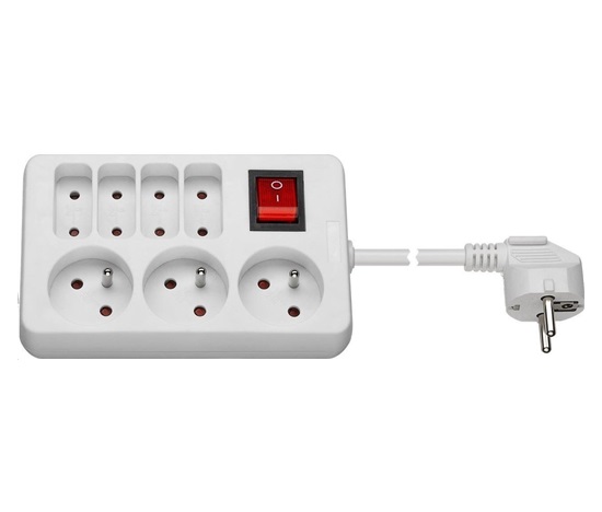 BAZAR - PREMIUMCORD Prodlužovací přívod 230V 1,5m 3+4 zásuvky+vypínač - Poškozený obal (Komplet)