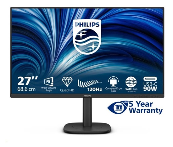 Philips MT 27" 27B2U3601 - 2560x1440,IPS,120Hz,HDMI,DP,USBhub,USB-C,RJ45,Repro,Pivot, posk obal