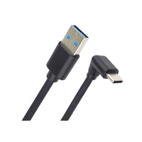 PremiumCord Kabel USB typ C/M zahnutý konektor 90° - USB 3.0 A/M, 2m
