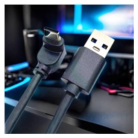 PremiumCord Kabel USB typ C/M zahnutý konektor 90° - USB 3.0 A/M, 3m