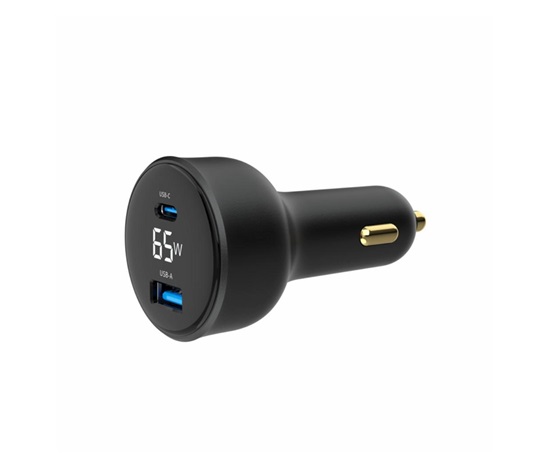 GEMBIRD Nabíječka do auta, 1x USB, 1xUSB-C, rychlo-nabíječka, QC3.0, 65 W, černá