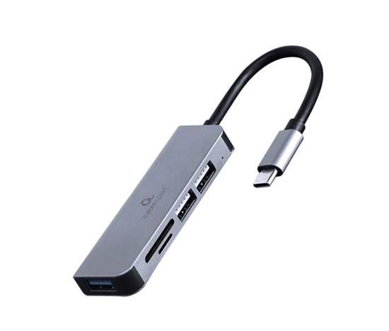 GEMBIRD hub, 3-port USB 3.1, Type-C, se čtečkou karet