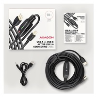BAZAR - AXAGON ADR-210B, USB 2.0 A-M -> B-M aktivní propojovací / repeater kabel, 10m - Poškozený obal (Komplet)