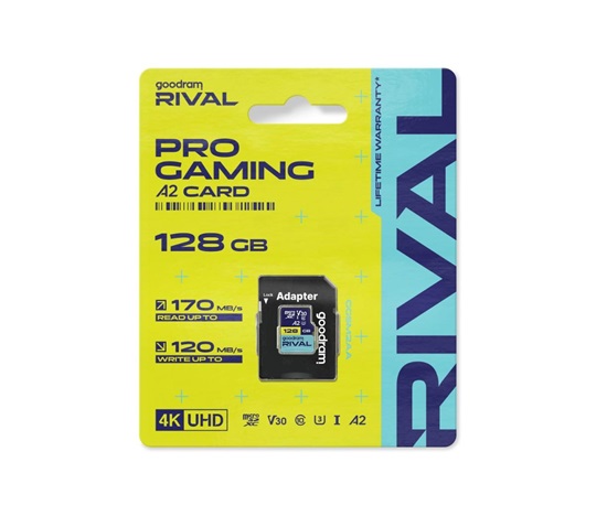 GOODRAM microSDXC karta 128GB RIVAL (R:170/W:120 MB/s), UHS-I Class 10, U3, V30 + Adapter