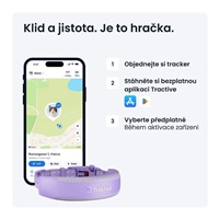 Tractive CAT 6 Mini – chytrý GPS lokátor pro kočky a monitor zdraví s integrovaným obojkem - levandulový