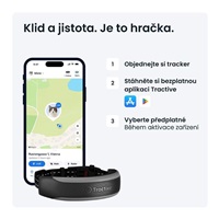 Tractive CAT 6 Mini – chytrý GPS lokátor pro kočky a monitor zdraví s integrovaným obojkem - černý
