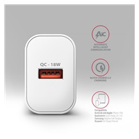 BAZAR - AXAGON ACU-QC18W, nabíječka do sítě 18W, 1x port USB-A, QC3.0/AFC/Apple, bílá - Poškozený obal (Náhradní krabice