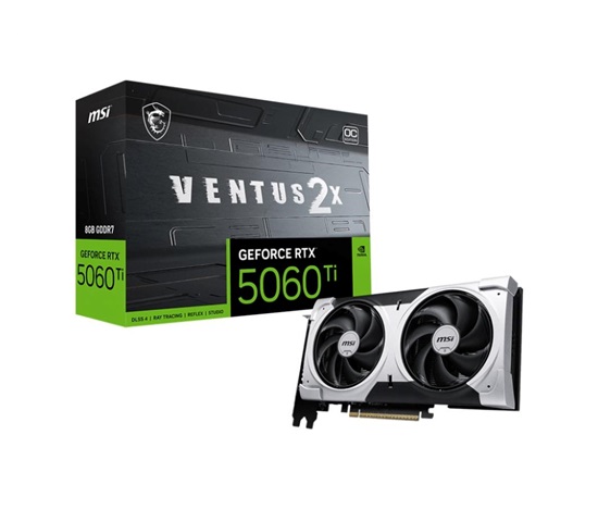 BAZAR - MSI VGA NVIDIA GeForce RTX 5060 Ti 8G VENTUS 2X OC PLUS, RTX 5060 Ti, 8GB GDDR7, 3xDP, 1xHDMI - Poškozený obal (