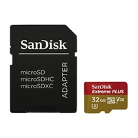 SanDisk MicroSDHC karta 32GB Extreme PLUS (R100/W90MB/s, UHS-I V30, Rescue Pro Deluxe) + adaptér