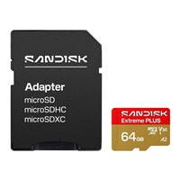 SanDisk MicroSDHC karta 64GB Extreme PLUS (R200/W90MB/s, UHS-I V30, Rescue Pro Deluxe) + adaptér