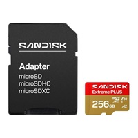 SanDisk MicroSDHC karta 256GB Extreme PLUS (R250/W170MB/s, UHS-I V30, Rescue Pro Deluxe) + adaptér