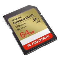 SanDisk SDXC karta 64GB Extreme PLUS (R170/W80 MB/s Class 10, UHS-I U3 V30)