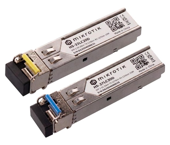 MikroTik SFP28 pár optických modulů HS-2733LC20D, SM, 20km, 1G/2.5G