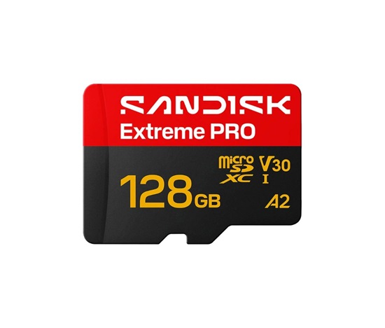 SanDisk micro SDXC Extreme PRO 128GB UHS-I U3 (250R/120W MB/s, UHS-I U3 V30) + adaptér
