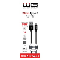 WG - Datový kabel Type-C na USB-A, 20 cm, černá