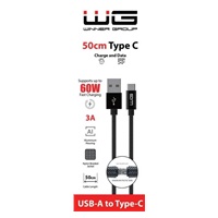 WG - Datový kabel Type-C na USB-A, 50 cm, černá