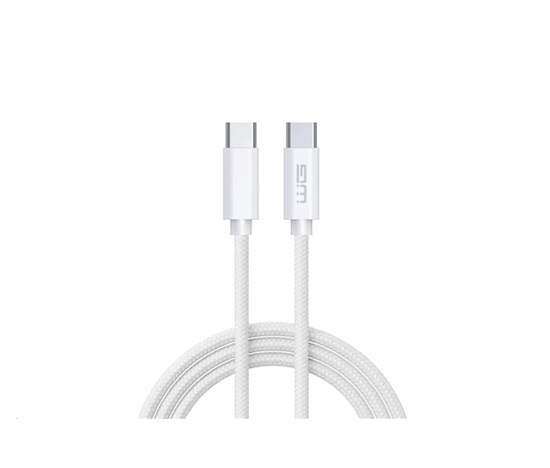 WG - Datový kabel Type-C (male) na Type-C (male), 1 metr, 3 A, cotton ECO, bílá