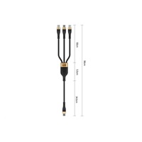 WG - Datový kabel 3v1 Type-C na 3x Type-C, 1,2 metru, 100 W + 15 W + 15 W, černá
