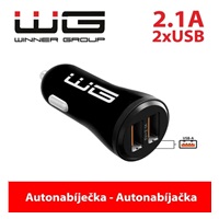 WG - Autonabíječka 2x USB-A, 5 V, 2.1 A, černá