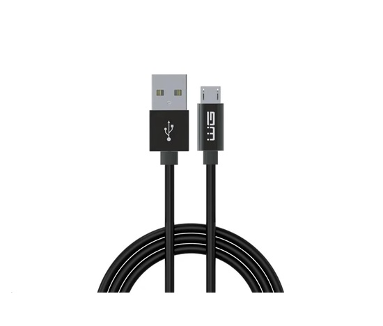 WG - Datový kabel Micro USB na USB-A, 1 metr, s prodlouženým konektorem, černá