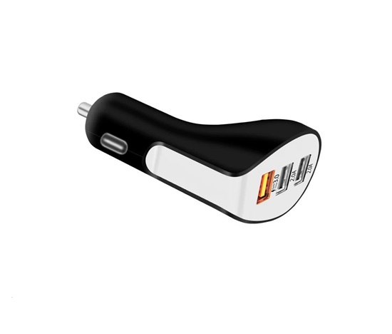 WG - Autonabíječka 3x USB-A, total 7.0 A ( QC 3,0 A + 2.0 A + 2.0 A ), černá