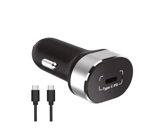 WG - Autonabíječka 1x USB-C, PD 20 W, + kabel Type-C na Type-C, černá
