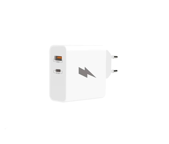 WG - Síťová nabíječka 2x USB, 1x USB-C PD 45 W + 1x USB-A QC3.0 18 W, bílá