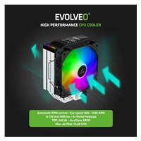 EVOLVEO QuietCool7, CPU chladič s digitálním displejem, 6x heatpipe, černý