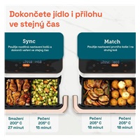 BAZAR - Cosori Dual Blaze TwinFry chytrá horkovzdušná fritéza10 L, keramika, bílá - Poškozený obal (Komplet)